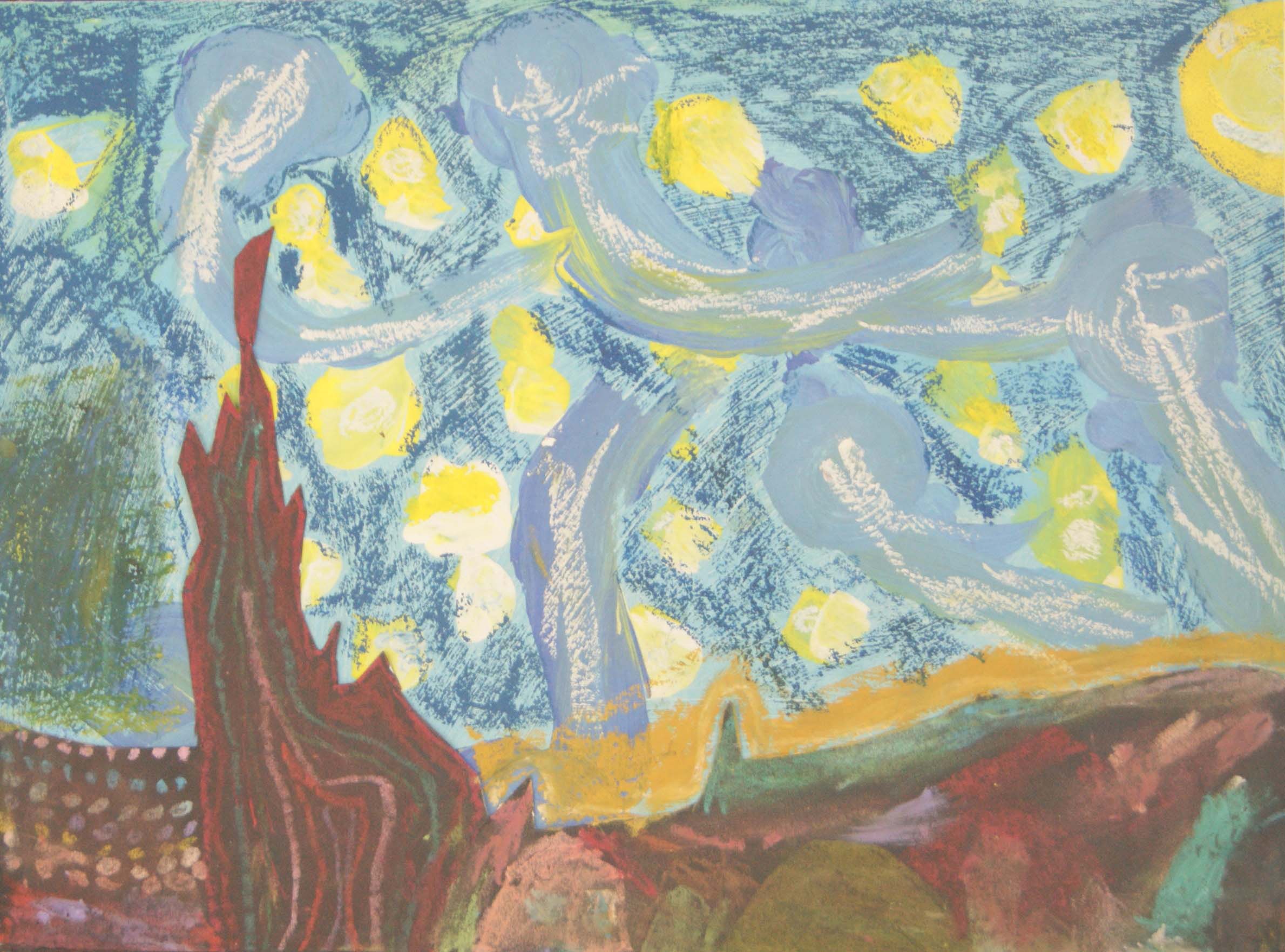 Starry Night inpsired by Van Gogh The Blue Coat School Year 2
